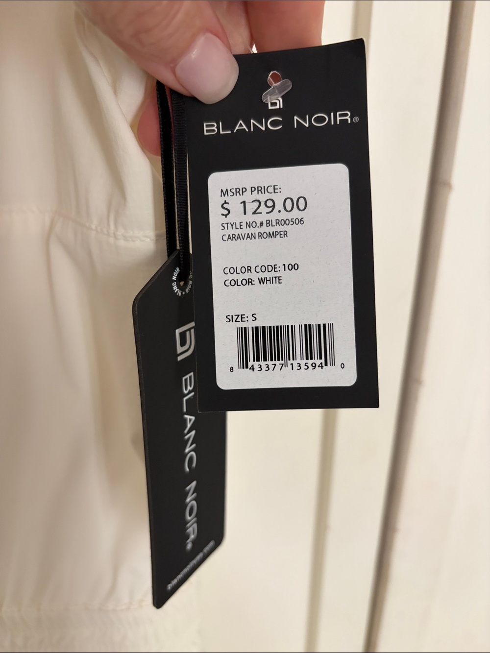 blanc noir Cream Sleeveless Utility Romper Dress with Black snap buttons - Picture 3 of 5